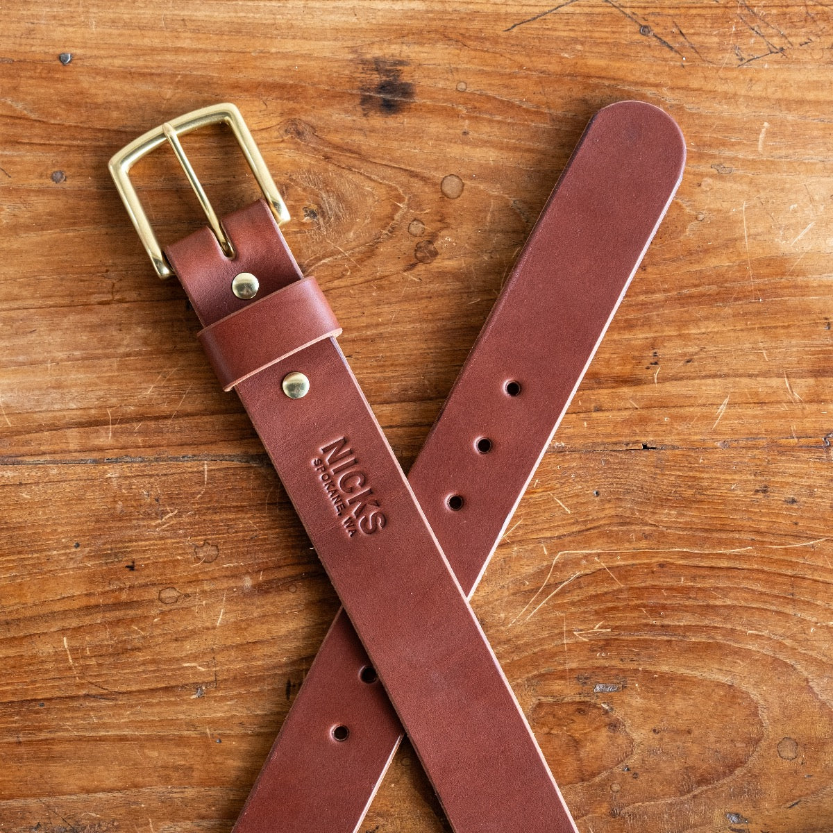 Quick Ship Heavy Duty Leather Work Belt - Medium Brown Wickett & Craig English Bridle