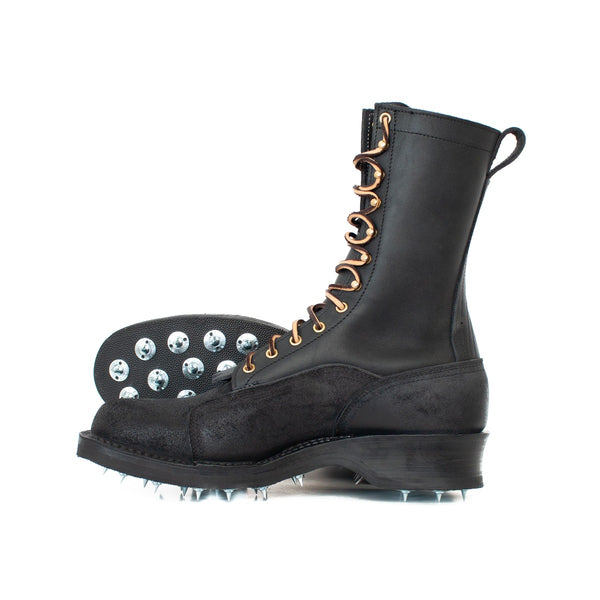 Nicks Handmade Boots Mens 9 FF Black Leather Logger Work Boots Cap Toe Kiltie Nicks Boots Black | eBay main image 2